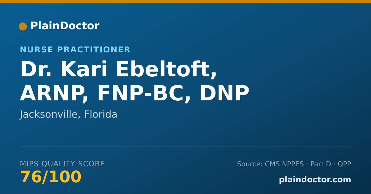 Shareable card for Kari Ebeltoft, ARNP, FNP-BC, DNP - Nurse Practitioner, Jacksonville, FL
