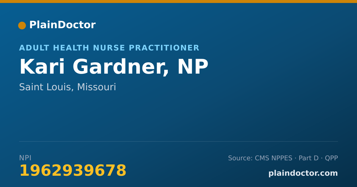 Shareable card for Kari Gardner, NP - Adult Health Nurse Practitioner, Saint Louis, MO