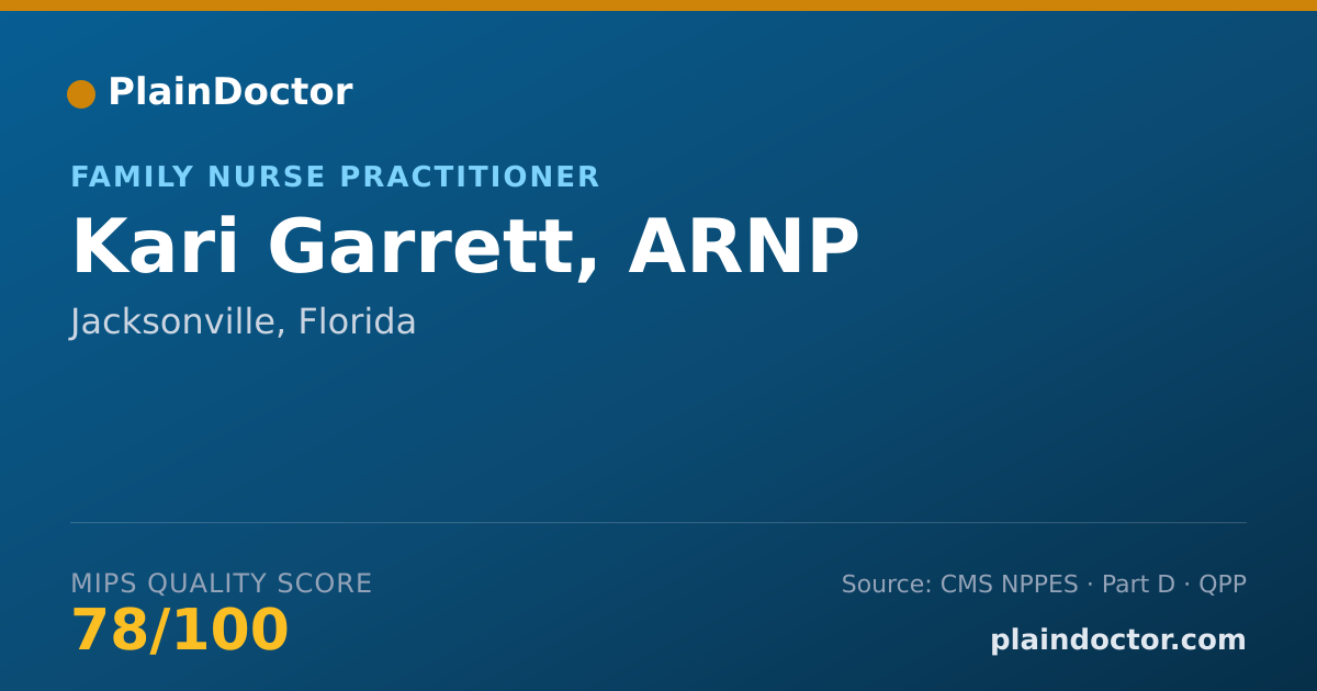 Shareable card for Kari Garrett, ARNP - Nurse Practitioner, Jacksonville, FL