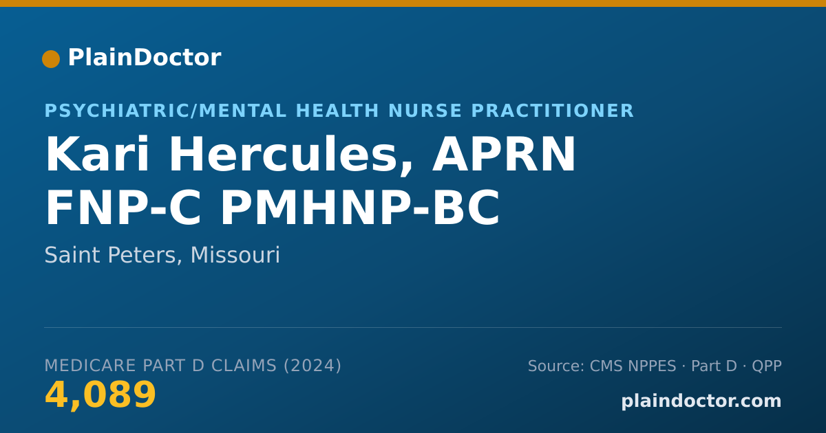 Shareable card for Kari Hercules, APRN FNP-C PMHNP-BC - Psychiatric/Mental Health Nurse Practitioner, Saint Peters, MO