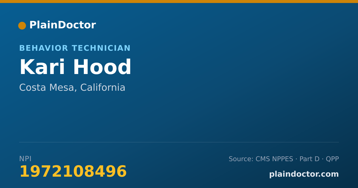 Shareable card for Kari Hood - Behavior Technician, Costa Mesa, CA