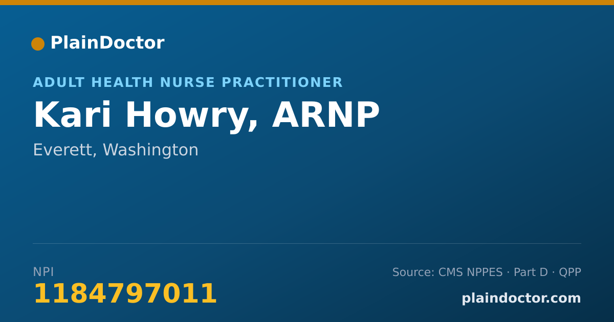 Shareable card for Kari Howry, ARNP - Adult Health Nurse Practitioner, Everett, WA