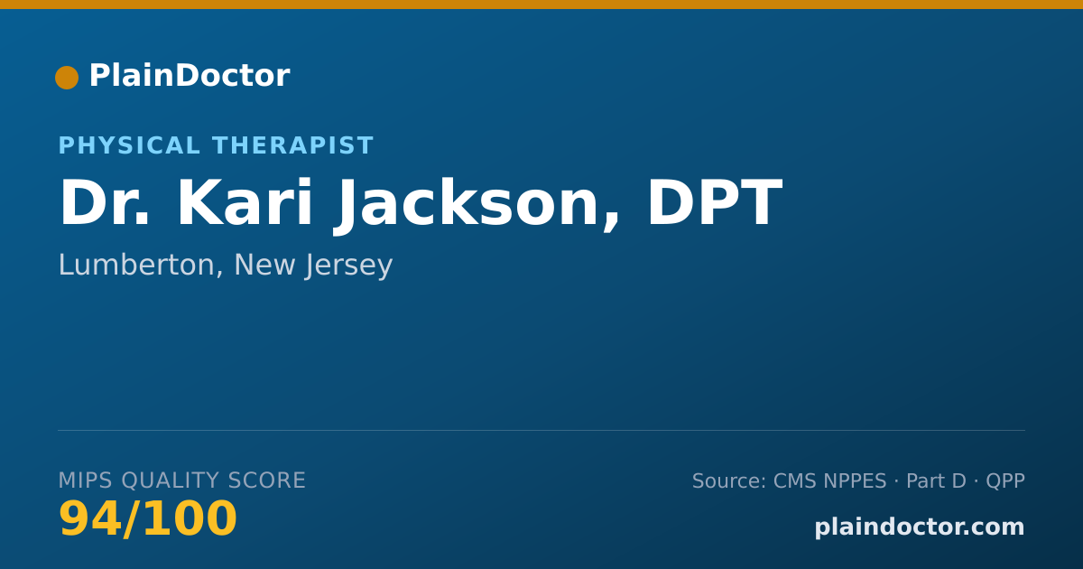 Shareable card for Kari Jackson, DPT - Physical Therapist, Lumberton, NJ