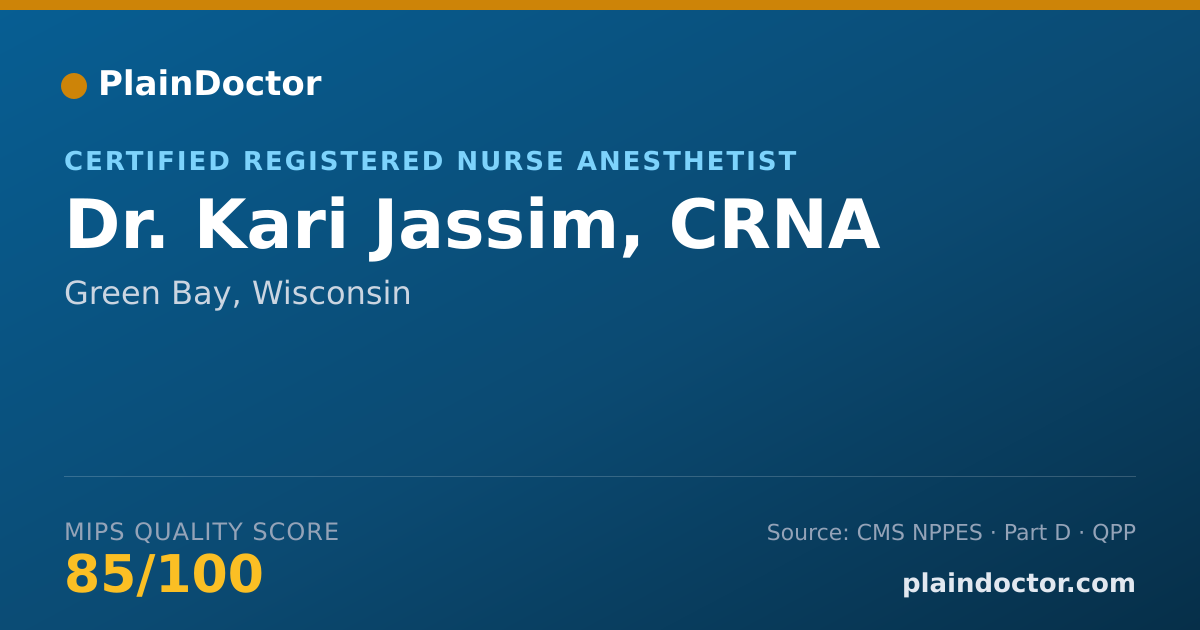Shareable card for Kari Jassim, CRNA - Certified Registered Nurse Anesthetist, Green Bay, WI