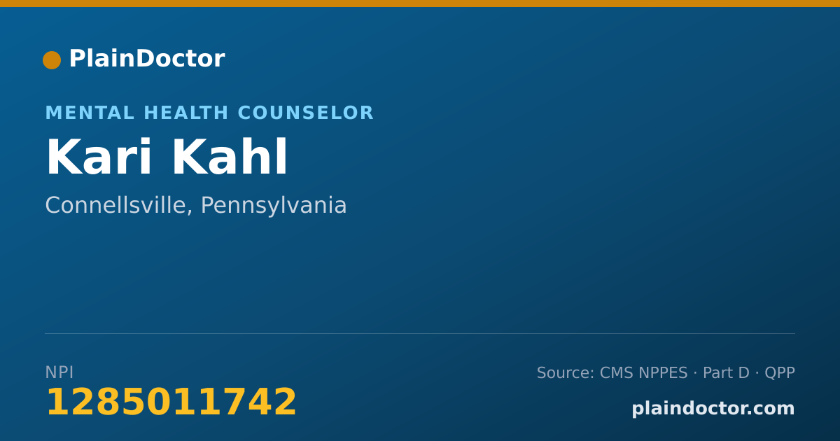 Shareable card for Kari Kahl - Mental Health Counselor, Connellsville, PA