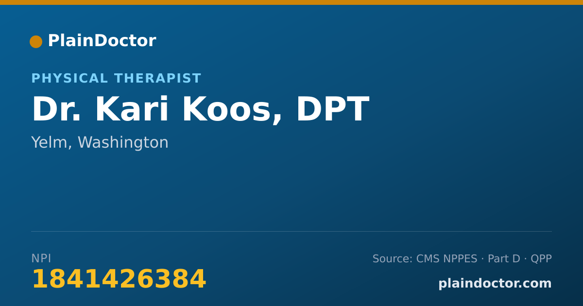 Shareable card for Kari Koos, DPT - Physical Therapist, Yelm, WA