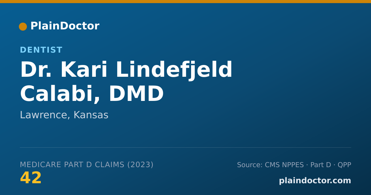 Shareable card for Kari Lindefjeld Calabi, DMD - Dentist, Lawrence, KS