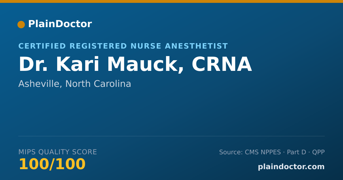 Shareable card for Kari Mauck, CRNA - Certified Registered Nurse Anesthetist, Asheville, NC