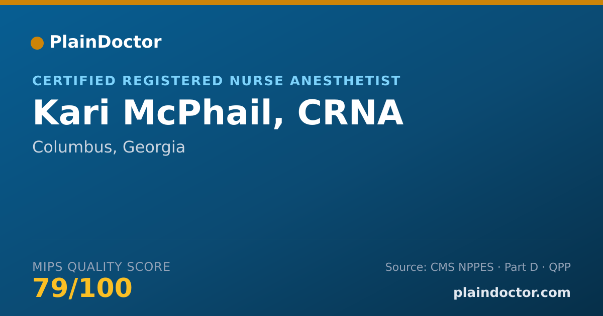 Shareable card for Kari McPhail, CRNA - Certified Registered Nurse Anesthetist, Columbus, GA