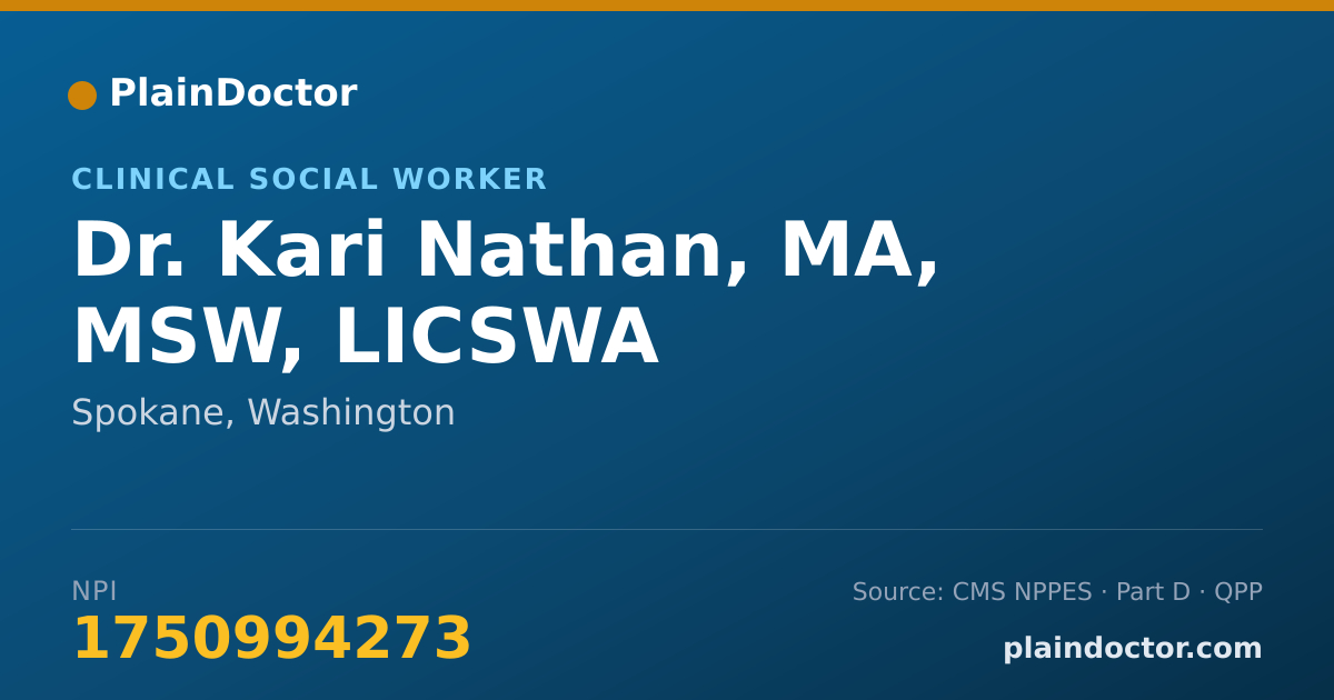 Shareable card for Kari Nathan, MA, MSW, LICSWA - Clinical Social Worker, Spokane, WA
