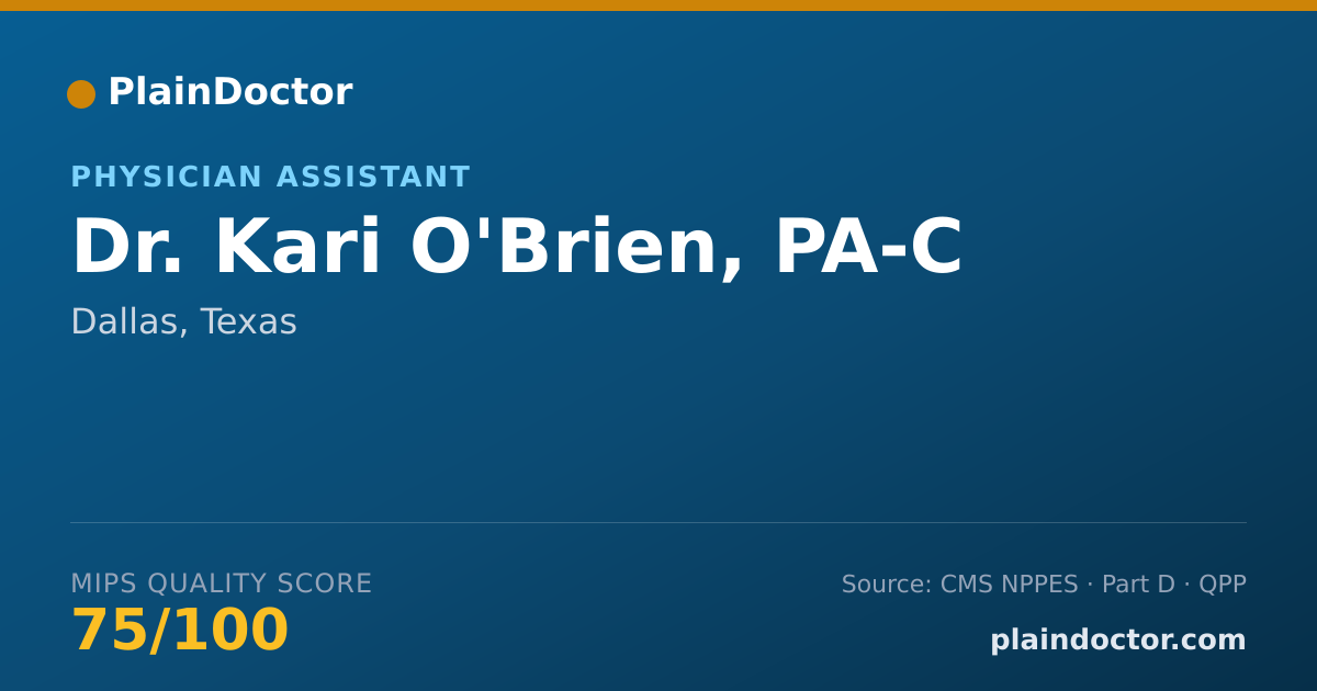 Shareable card for Kari O'Brien, PA-C - Physician Assistant, Dallas, TX