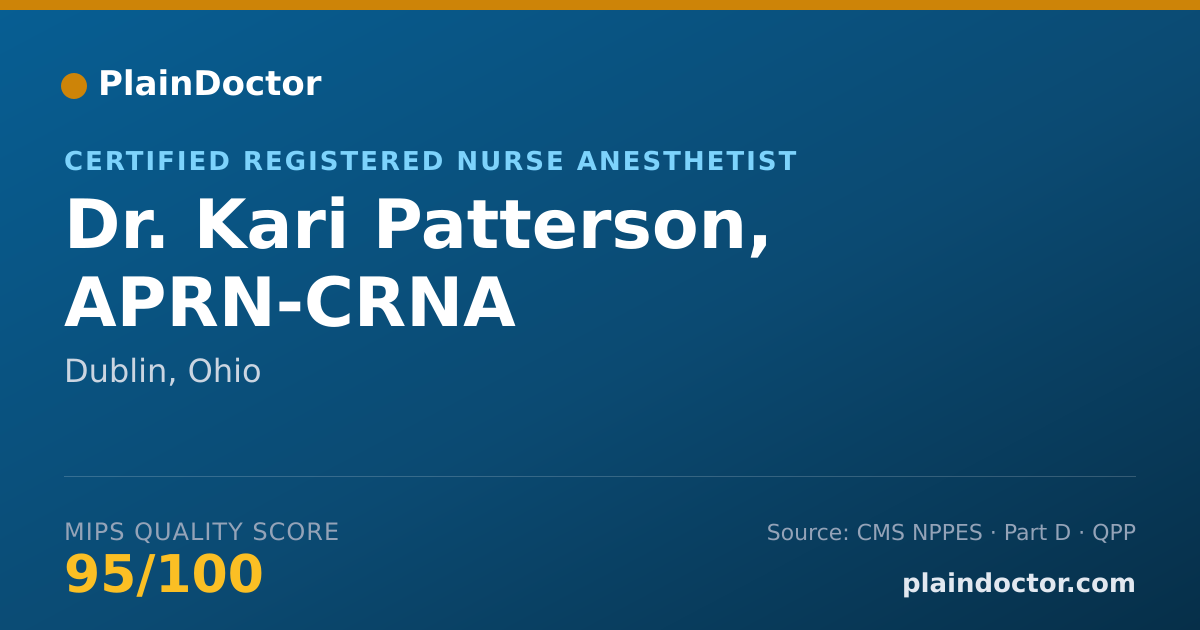 Shareable card for Kari Patterson, APRN-CRNA - Certified Registered Nurse Anesthetist, Dublin, OH