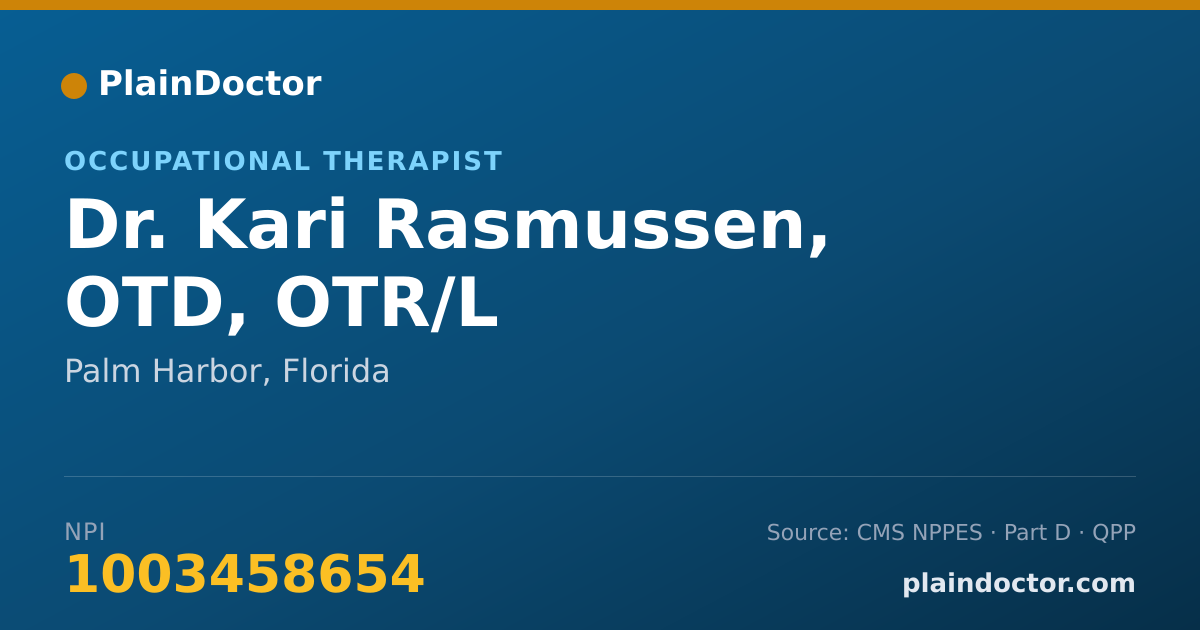 Shareable card for Kari Rasmussen, OTD, OTR/L - Occupational Therapist, Palm Harbor, FL