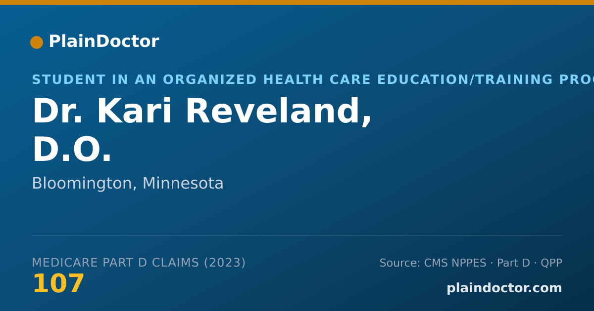Shareable card for Kari Reveland, D.O. - Student in an Organized Health Care Education/Training Program, Bloomington, MN