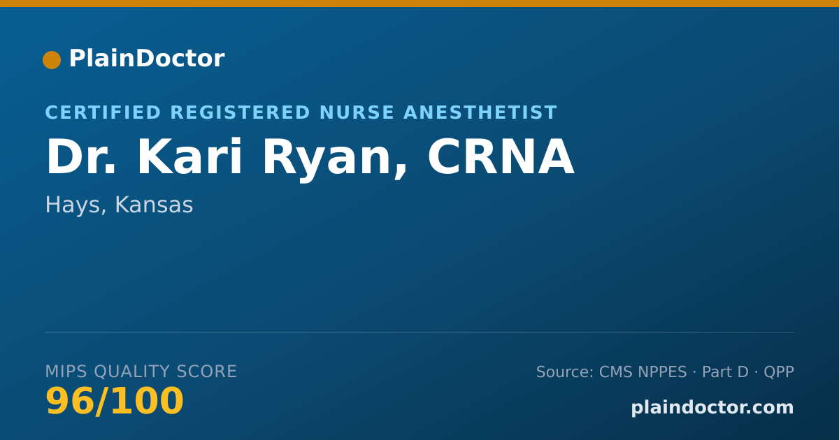Shareable card for Kari Ryan, CRNA - Certified Registered Nurse Anesthetist, Hays, KS