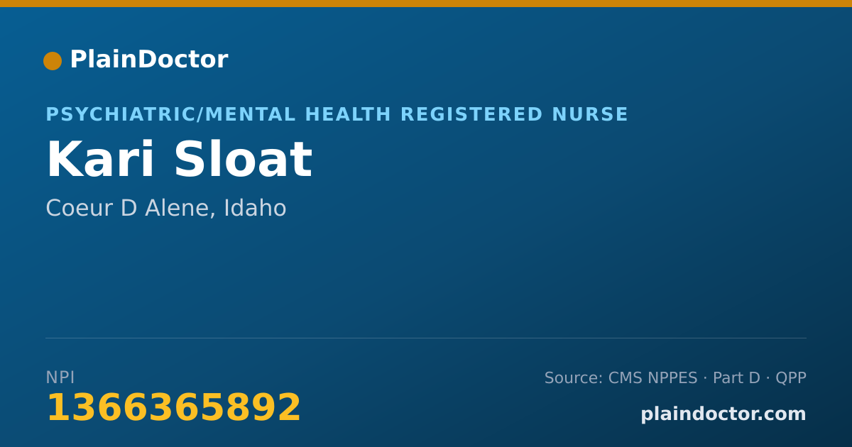 Shareable card for Kari Sloat - Psychiatric/Mental Health Registered Nurse, Coeur D Alene, ID