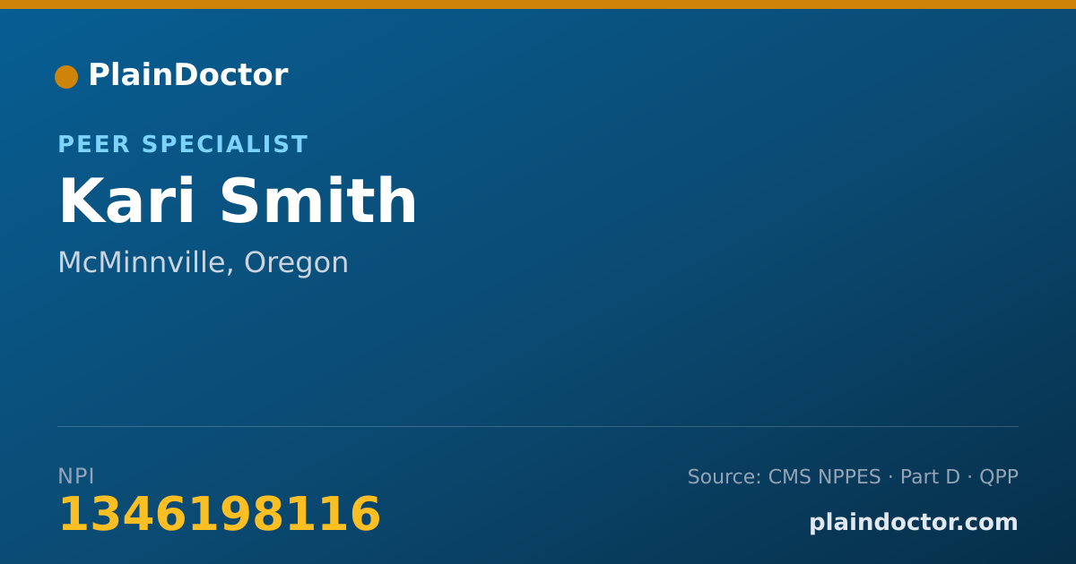 Shareable card for Kari Smith - Peer Specialist, McMinnville, OR