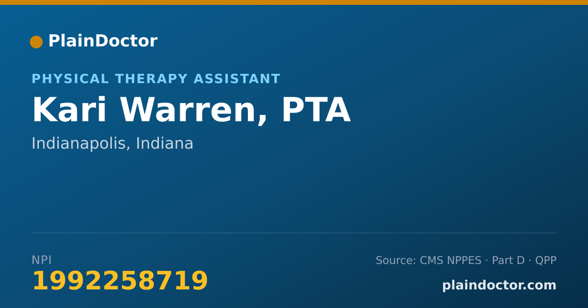 Shareable card for Kari Warren, PTA - Physical Therapy Assistant, Indianapolis, IN