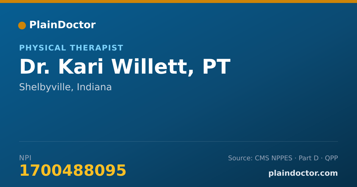 Shareable card for Kari Willett, PT - Physical Therapist, Shelbyville, IN