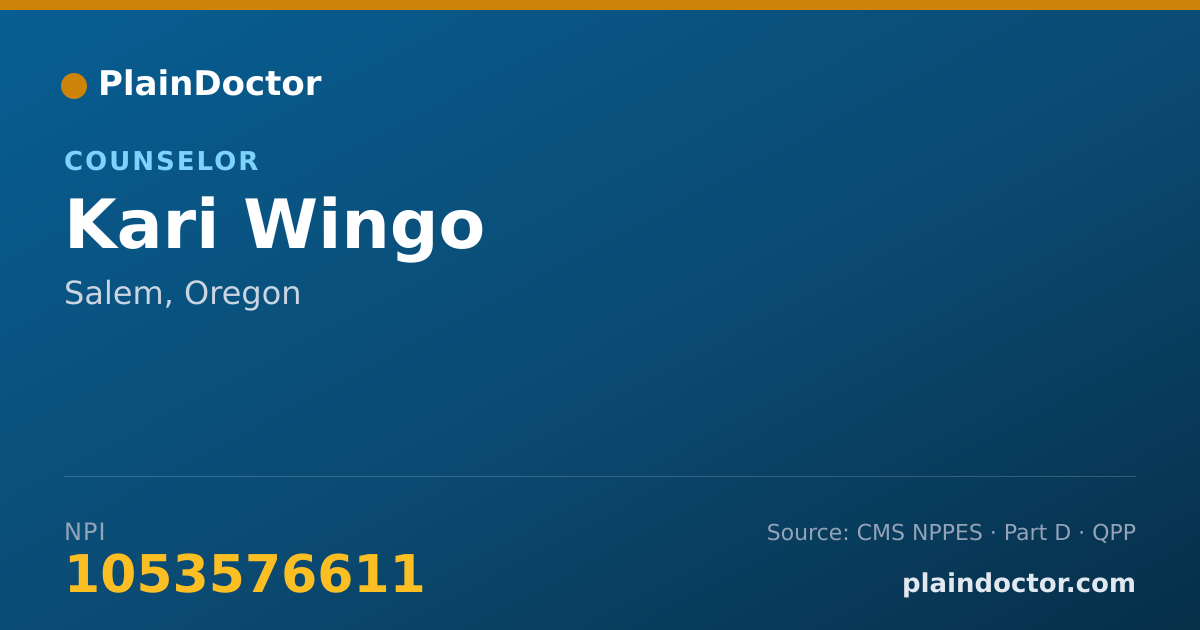 Shareable card for Kari Wingo - Counselor, Salem, OR