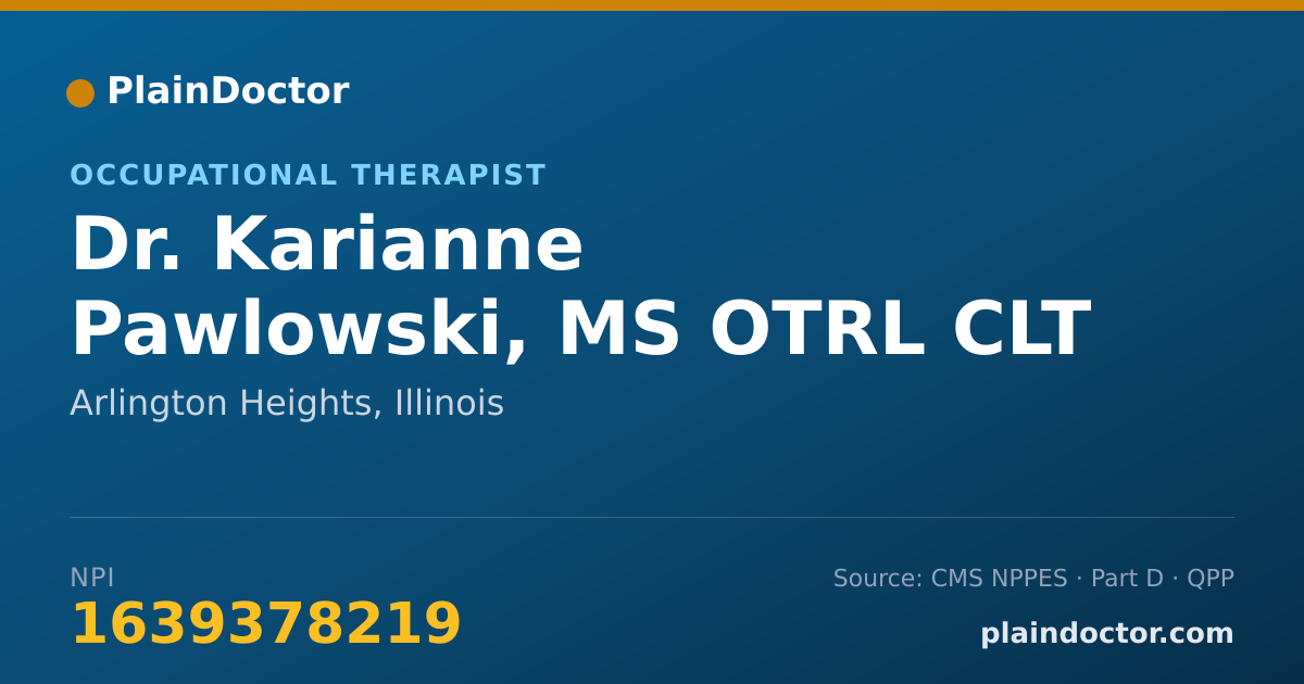 Shareable card for Karianne Pawlowski, MS OTRL CLT LANA - Occupational Therapist, Arlington Heights, IL