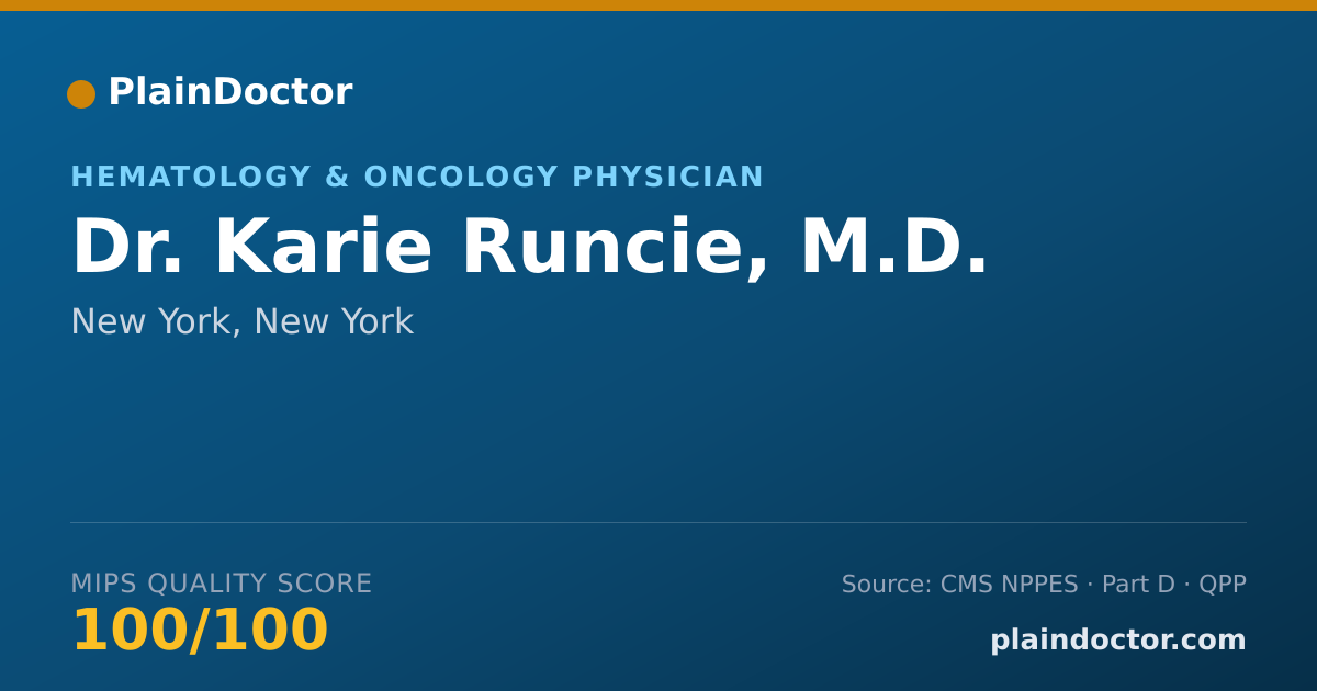 Shareable card for Karie Runcie, M.D. - Hematology & Oncology Physician, New York, NY