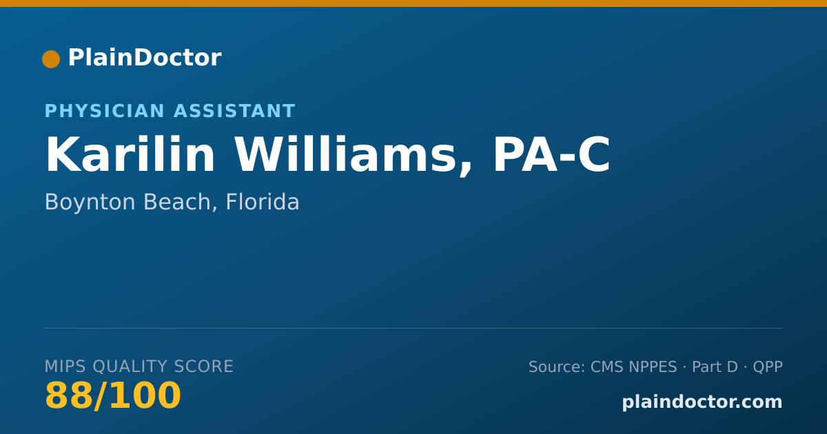 Shareable card for Karilin Williams, PA-C - Physician Assistant, Boynton Beach, FL