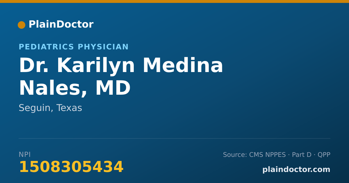 Shareable card for Karilyn Medina Nales, MD - Pediatrics Physician, Seguin, TX