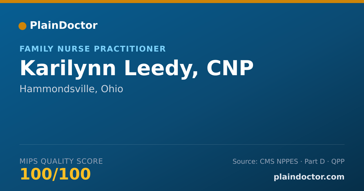Shareable card for Karilynn Leedy, CNP - Family Nurse Practitioner, Hammondsville, OH