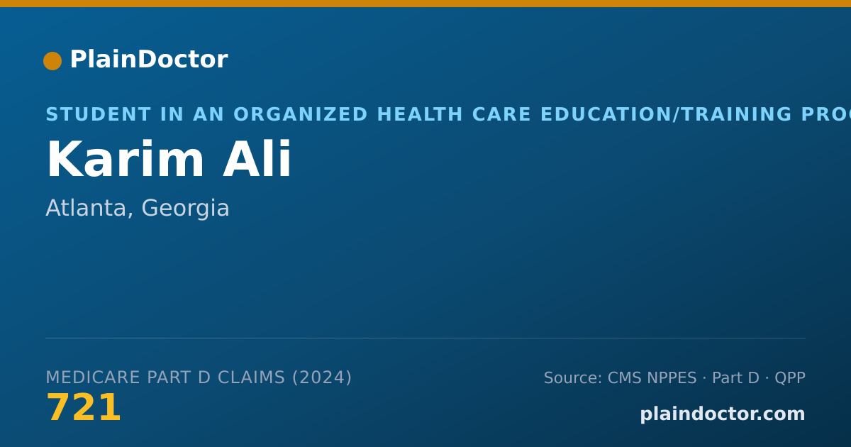Shareable card for Karim Ali - Student in an Organized Health Care Education/Training Program, Atlanta, GA