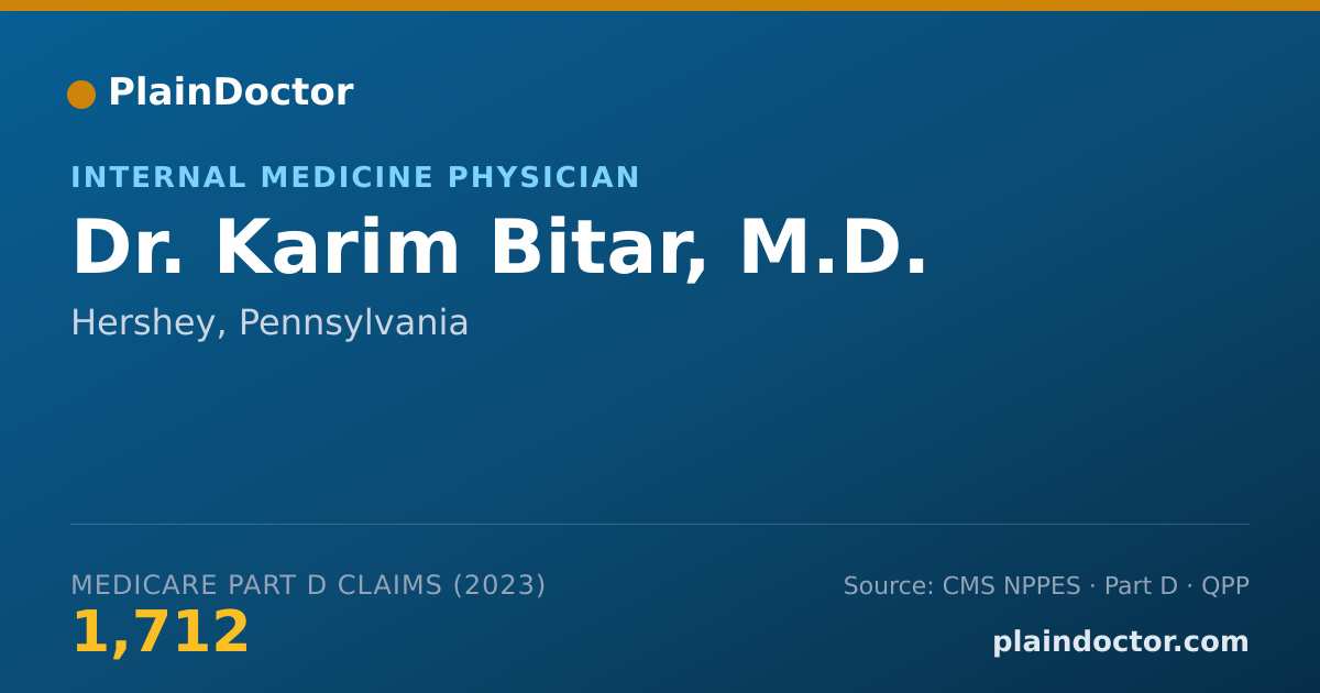 Shareable card for Karim Bitar, M.D. - Internal Medicine Physician, Hershey, PA