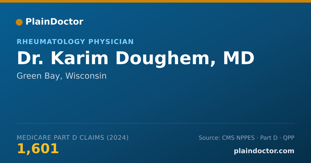 Shareable card for Karim Doughem, MD - Rheumatology Physician, Green Bay, WI
