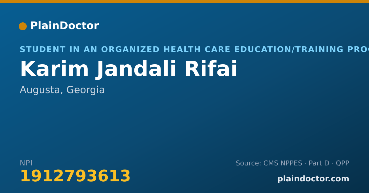 Shareable card for Karim Jandali Rifai - Student in an Organized Health Care Education/Training Program, Augusta, GA