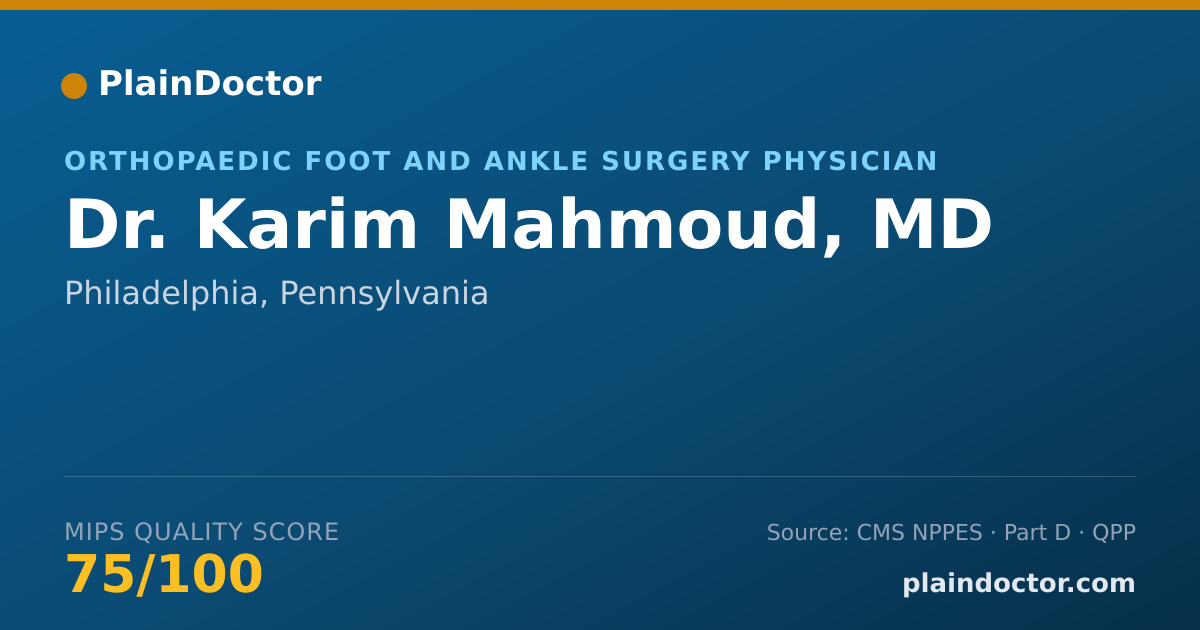 Shareable card for Karim Mahmoud, MD - Orthopaedic Foot and Ankle Surgery Physician, Philadelphia, PA