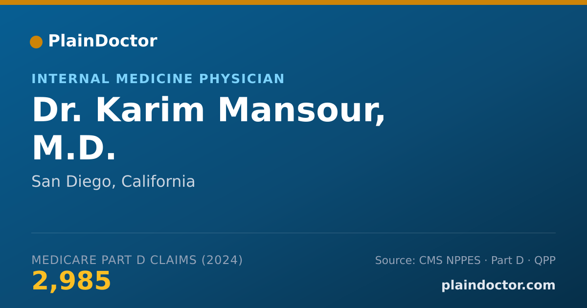 Shareable card for Karim Mansour, M.D. - Internal Medicine Physician, San Diego, CA
