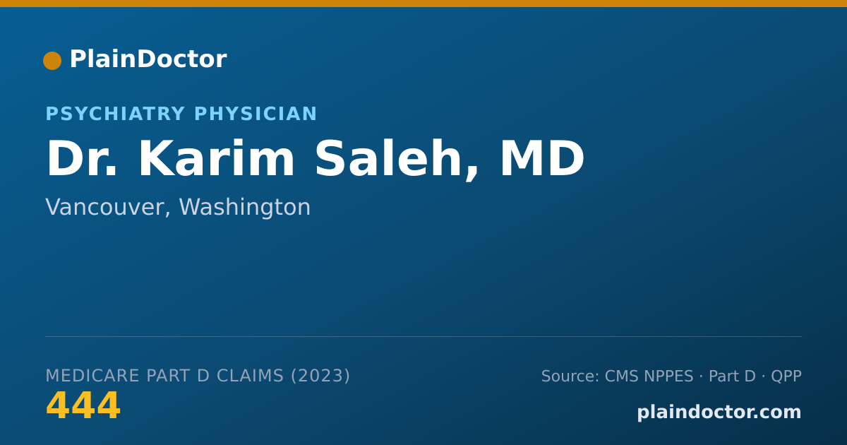 Shareable card for Karim Saleh, MD - Psychiatry Physician, Vancouver, WA