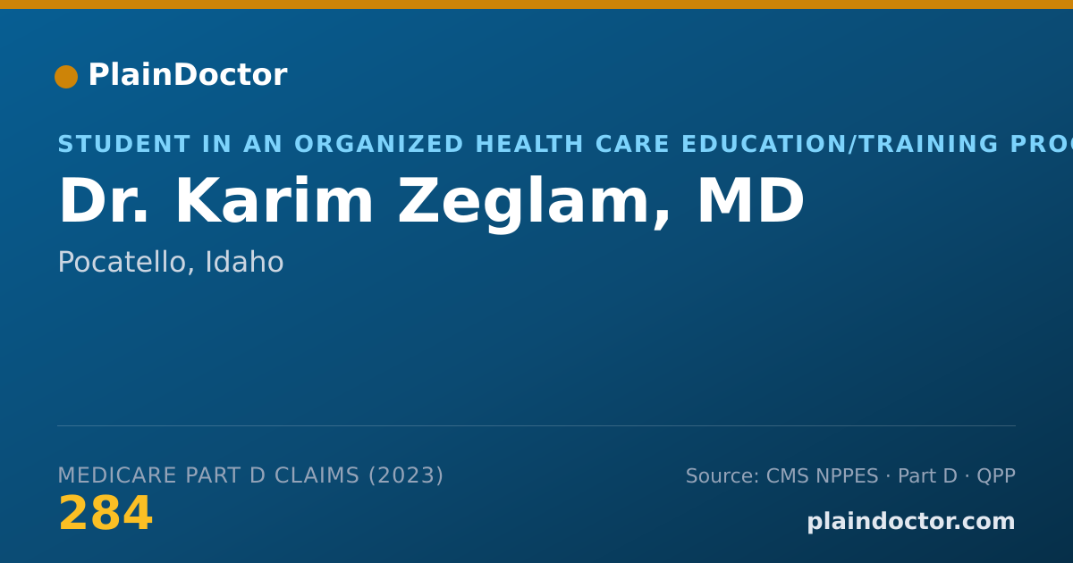 Shareable card for Karim Zeglam, MD - Student in an Organized Health Care Education/Training Program, Pocatello, ID