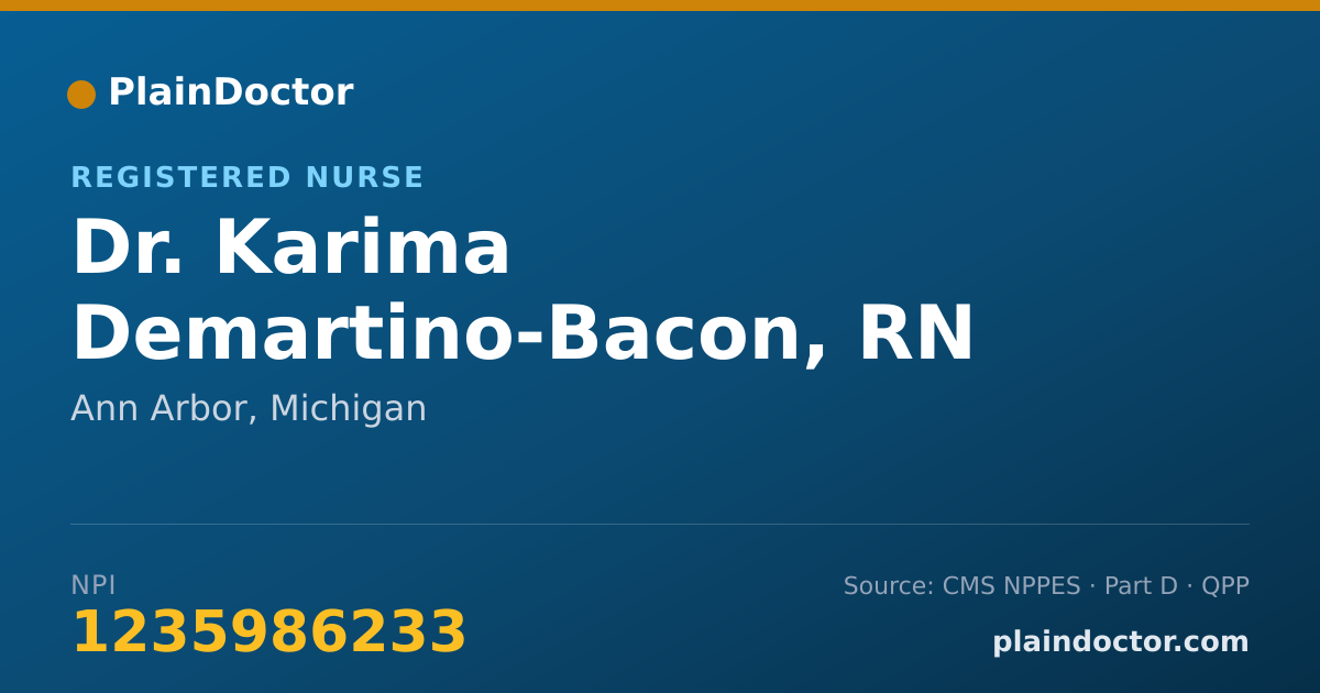 Shareable card for Karima Demartino-Bacon, RN - Registered Nurse, Ann Arbor, MI