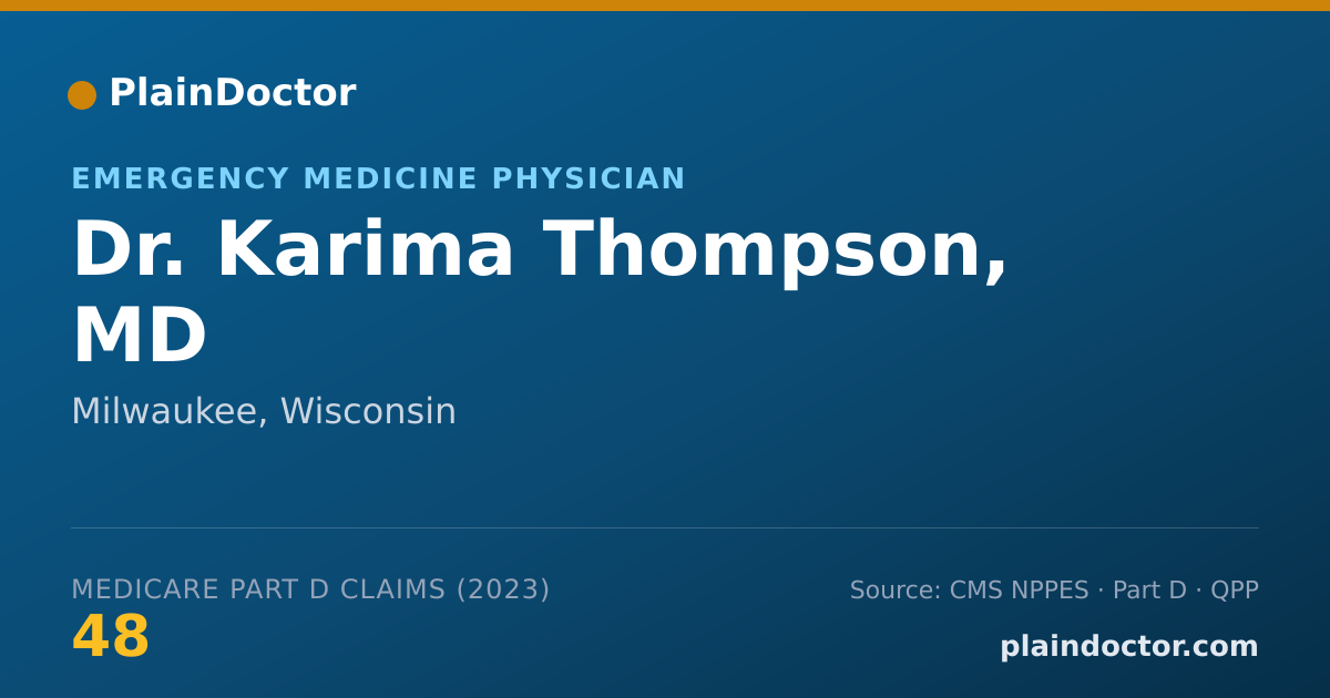 Shareable card for Karima Thompson, MD - Emergency Medicine Physician, Milwaukee, WI