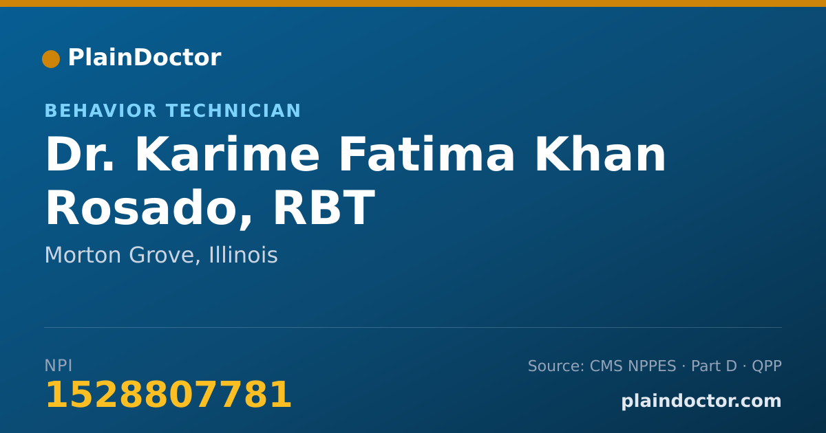 Shareable card for Karime Fatima Khan Rosado, RBT - Behavior Technician, Morton Grove, IL