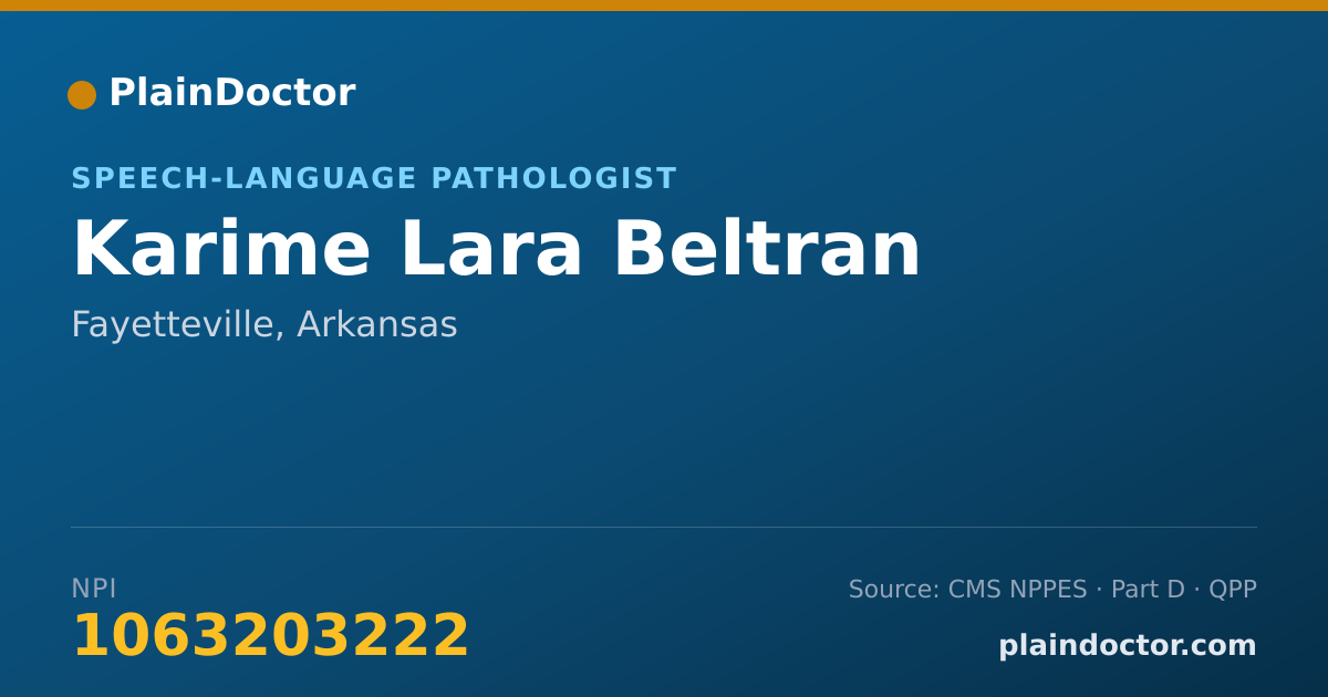 Shareable card for Karime Lara Beltran - Speech-Language Pathologist, Fayetteville, AR