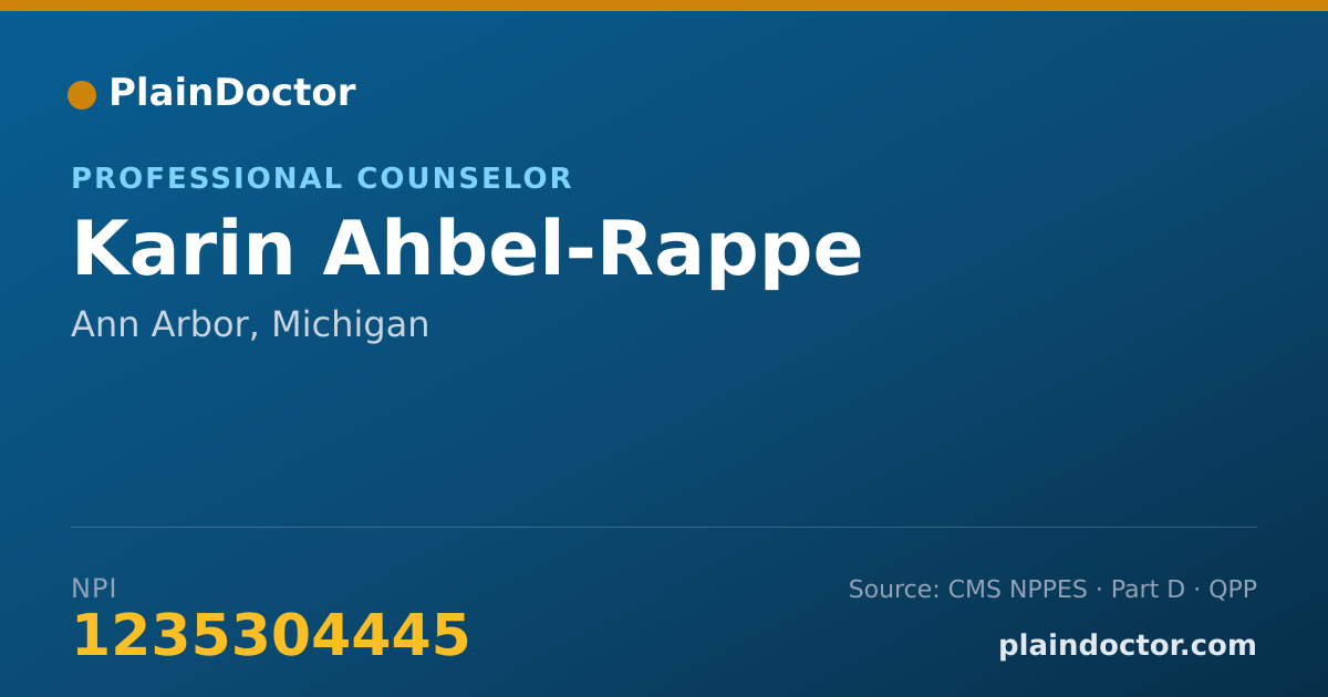 Shareable card for Karin Ahbel-Rappe - Professional Counselor, Ann Arbor, MI