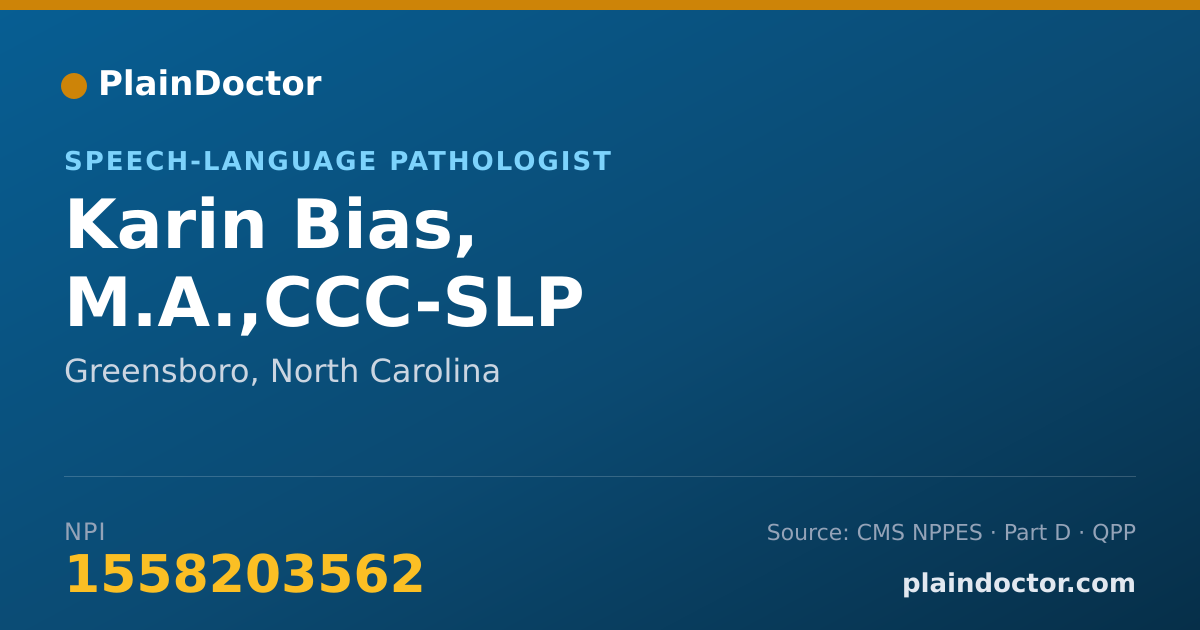 Shareable card for Karin Bias, M.A.,CCC-SLP - Speech-Language Pathologist, Greensboro, NC