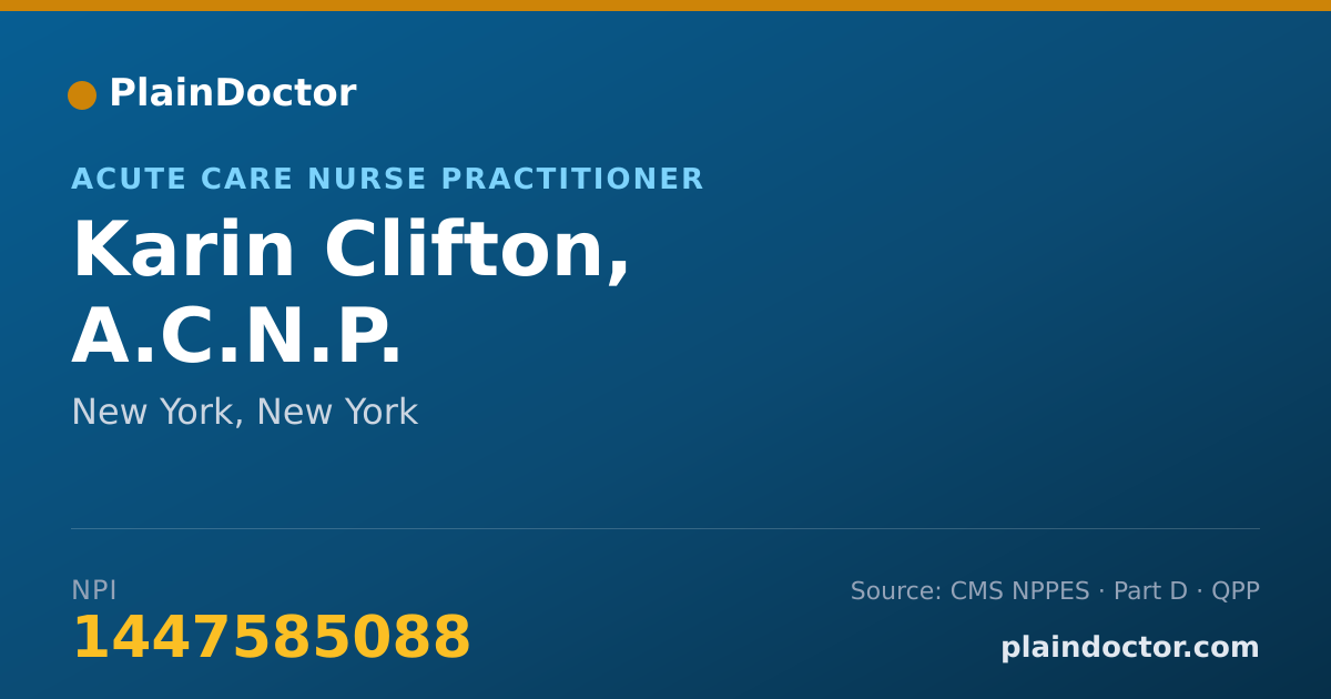 Shareable card for Karin Clifton, A.C.N.P. - Acute Care Nurse Practitioner, New York, NY