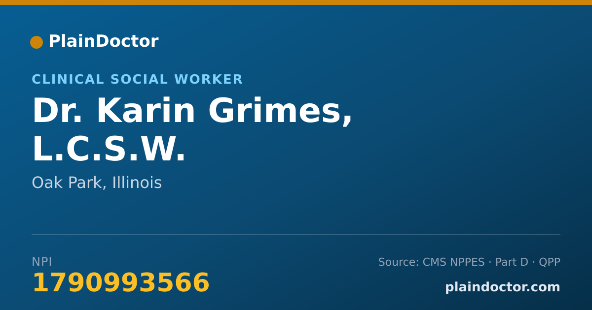 Shareable card for Karin Grimes, L.C.S.W. - Clinical Social Worker, Oak Park, IL