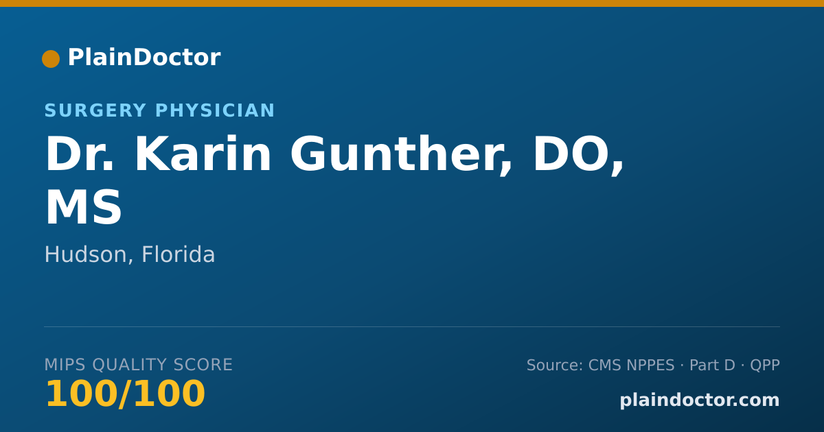 Shareable card for Karin Gunther, DO, MS - Surgery Physician, Hudson, FL