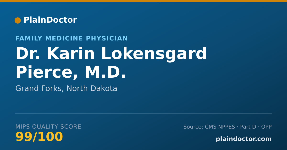 Shareable card for Karin Lokensgard Pierce, M.D. - Family Medicine Physician, Grand Forks, ND