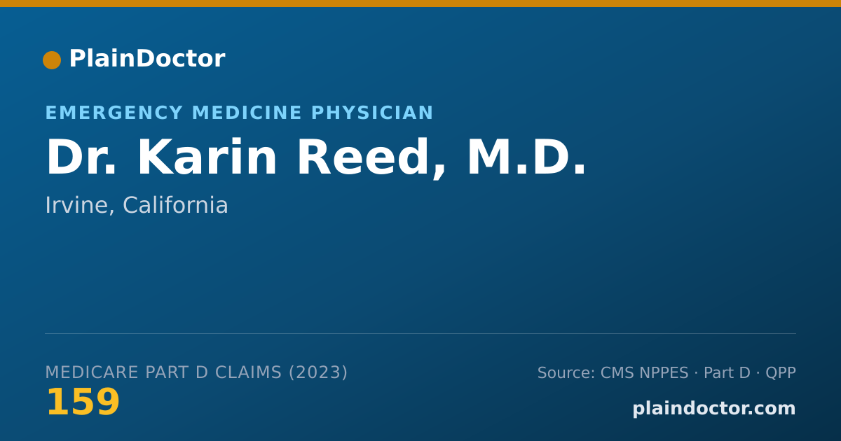 Shareable card for Karin Reed, M.D. - Emergency Medicine Physician, Irvine, CA
