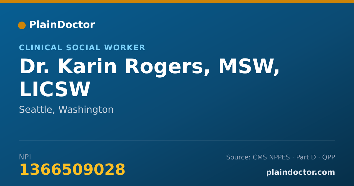 Shareable card for Karin Rogers, MSW, LICSW - Clinical Social Worker, Seattle, WA