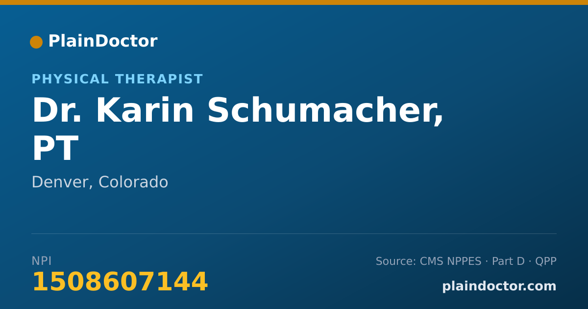 Shareable card for Karin Schumacher, PT - Physical Therapist, Denver, CO